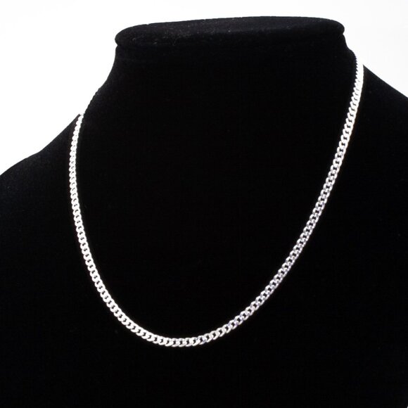 Real Silver 925 Sterling Silver Curb Chain – 15" + 1" Extender, Italian-Made - Picture 1 of 9